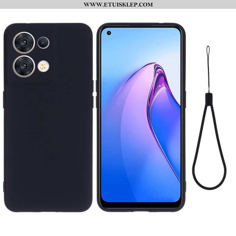 Futerały do Oppo Reno 8 z Łańcuch Płynny Silikon W Paski